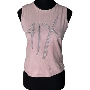 ARMANI EXCHANGE Lavender Purple Tank Top Crop Cotton Logo Size Medium